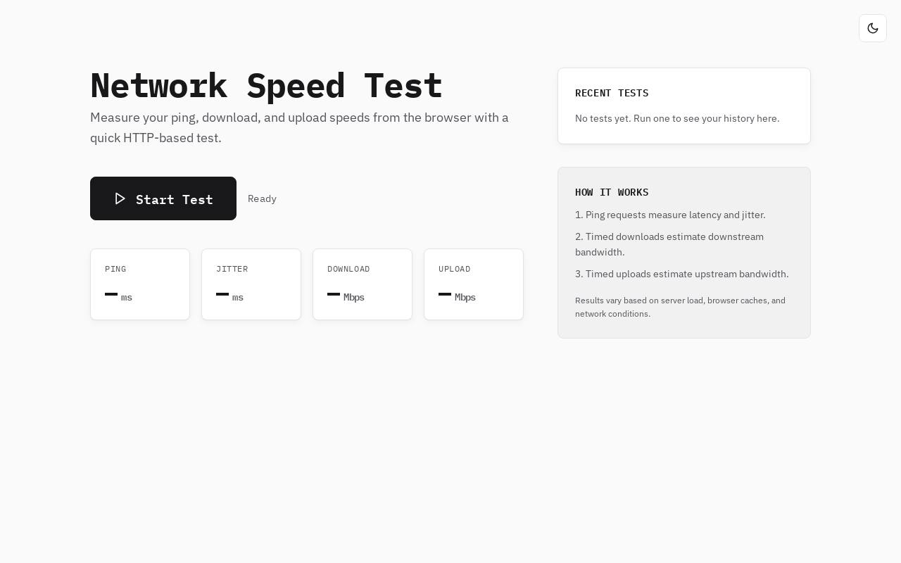 Network Speed Test, built with Coddy Build