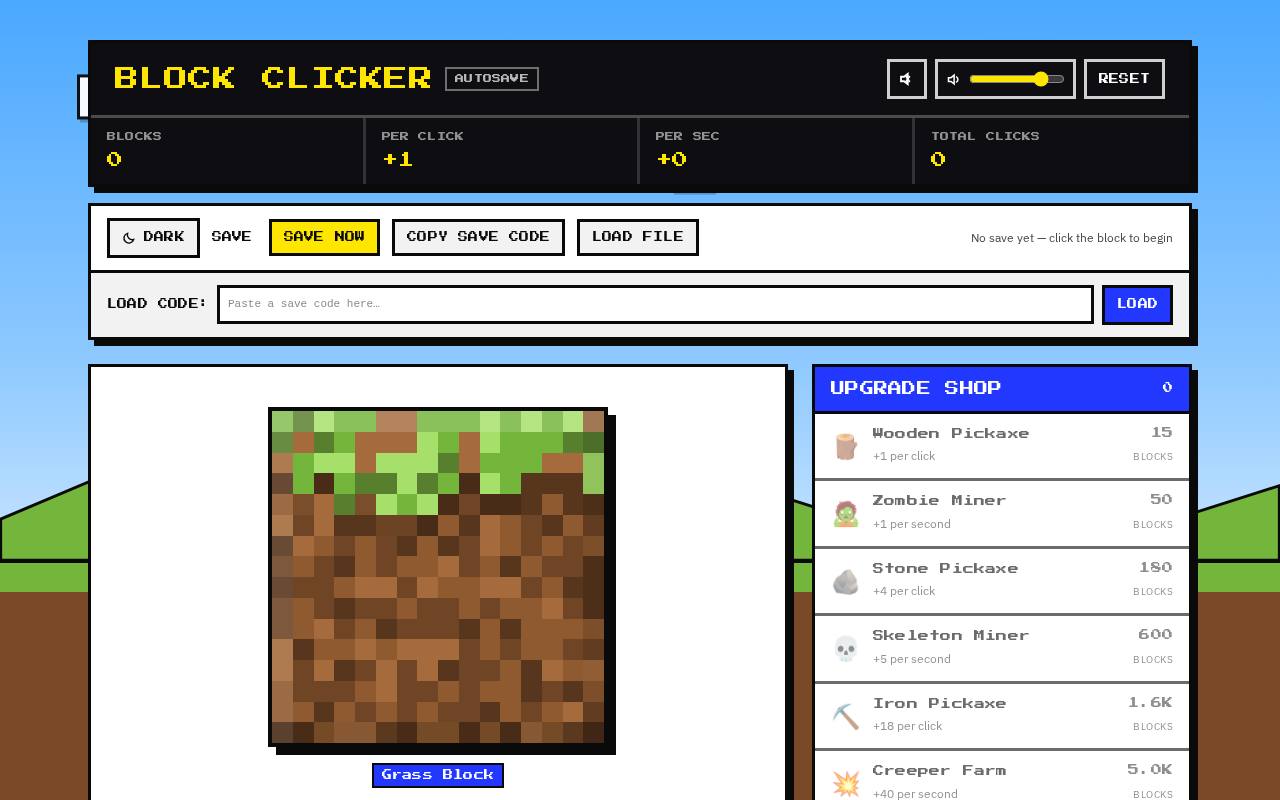 Voxel Block Clicker, an app built with Coddy Build