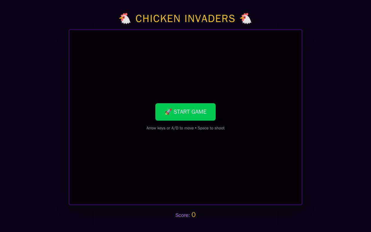 Chicken Invaders, built with Coddy Build