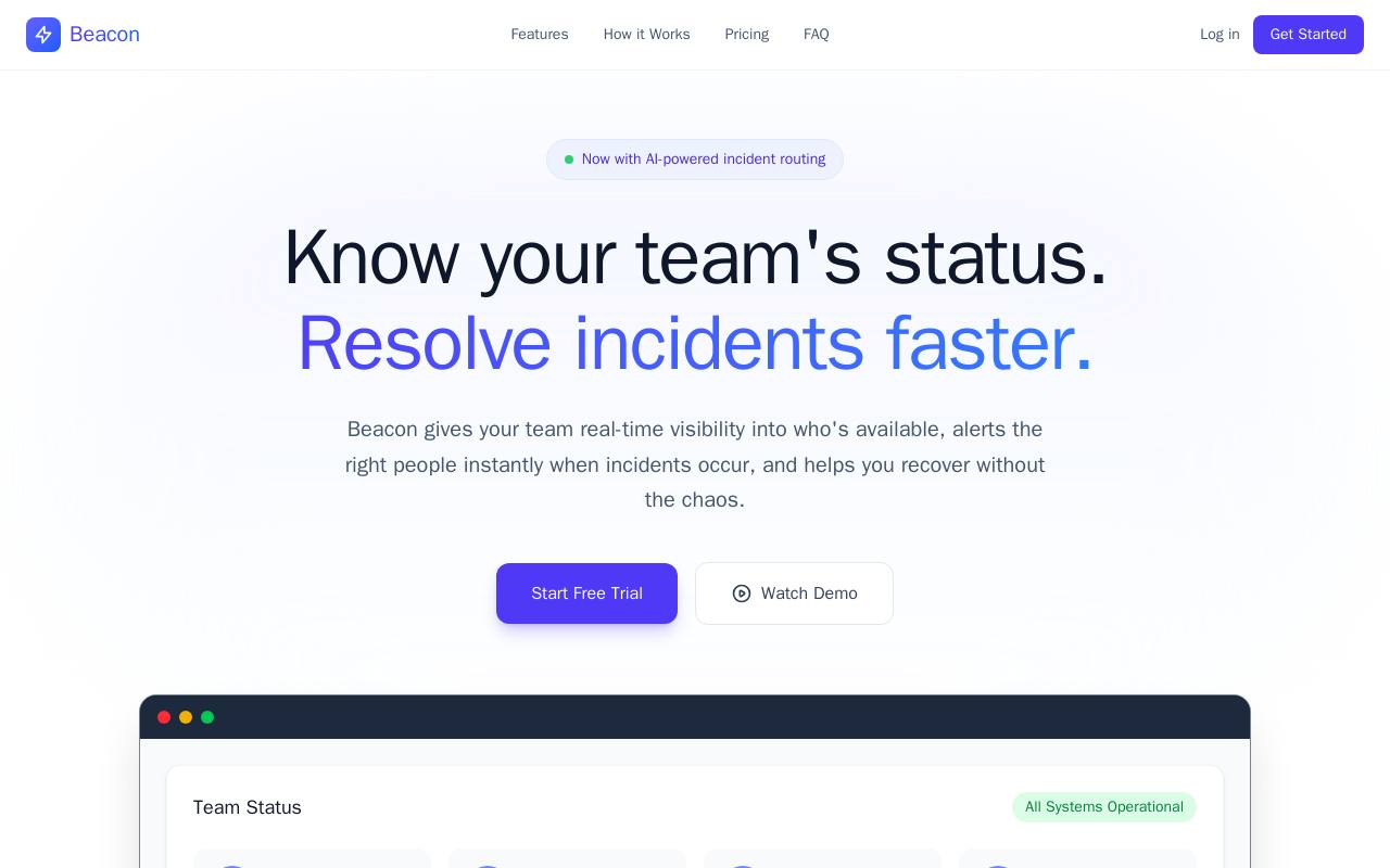 Beacon Landing Page, built with Coddy Build